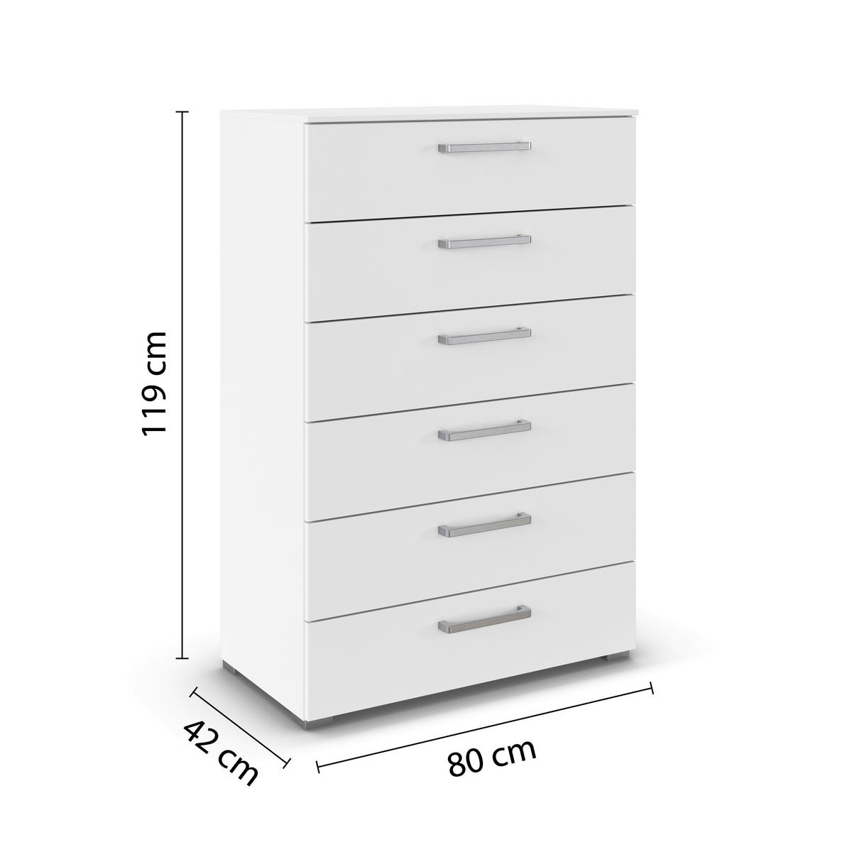 KOMMODE , 80/119/42 cm, 6 Schublade(n)  - Edelstahlfarben/Alufarben, Basics, Holzwerkstoff/Kunststoff (80/119/42cm) - Novel