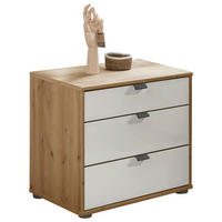 NACHTSCHRANK 40/48/43 cm  - Schieferfarben/Eiche Bianco, KONVENTIONELL, Glas/Holzwerkstoff (40/48/43cm) - Dieter Knoll