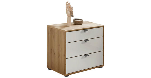 NACHTKÄSTCHEN in Weiß, Eiche Bianco  - Schieferfarben/Eiche Bianco, KONVENTIONELL, Glas/Holzwerkstoff (40/48/43cm) - Dieter Knoll