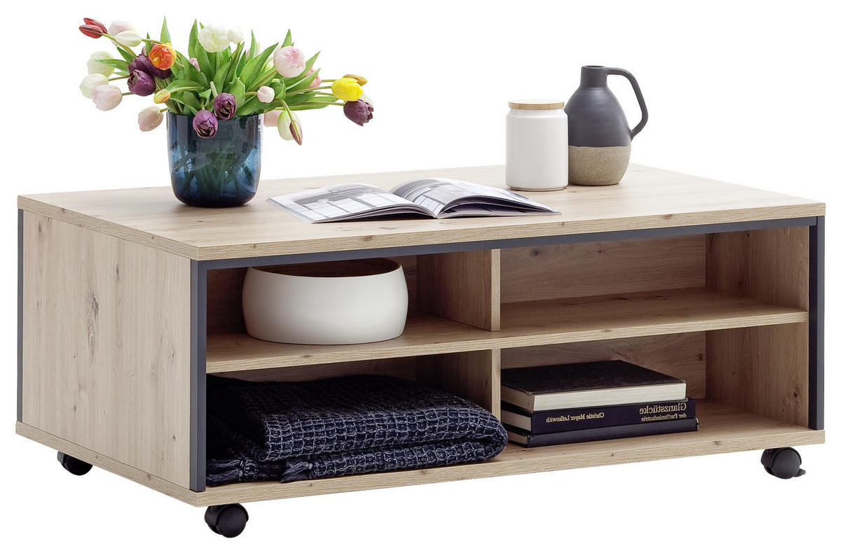 COUCHTISCH in Metall, Holzwerkstoff 115/46/70 cm  - Eichefarben/Anthrazit, Design, Holzwerkstoff/Kunststoff (115/46/70cm) - MID.YOU