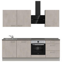 KÜCHENBLOCK 240 cm   in Grau, Schieferfarben  - Schieferfarben/Edelstahlfarben, MODERN, Holzwerkstoff/Metall (240cm) - Nobilia