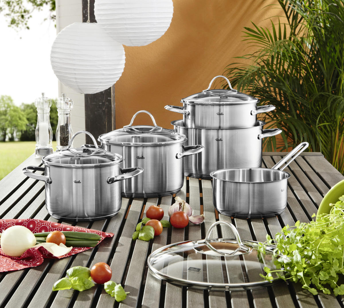 KOCHTOPFSET Paris 5-teilig  - Klar/Silberfarben, Basics, Glas/Metall - Fissler