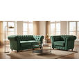 CHESTERFIELD-SOFA  in Samt Grün, Schwarz  - Schwarz/Grün, Trend, Holz/Textil (165/73/87cm) - Xora