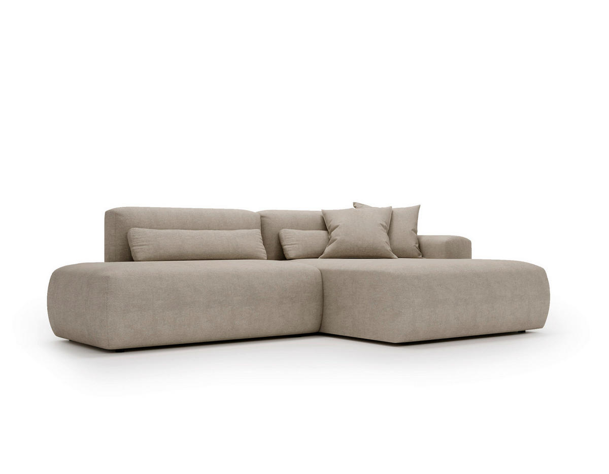 ECKSOFA REVE in Chenille Beige  284/160 cm  - Beige/Schwarz, Design, Kunststoff/Textil (284/160cm) - Livetastic