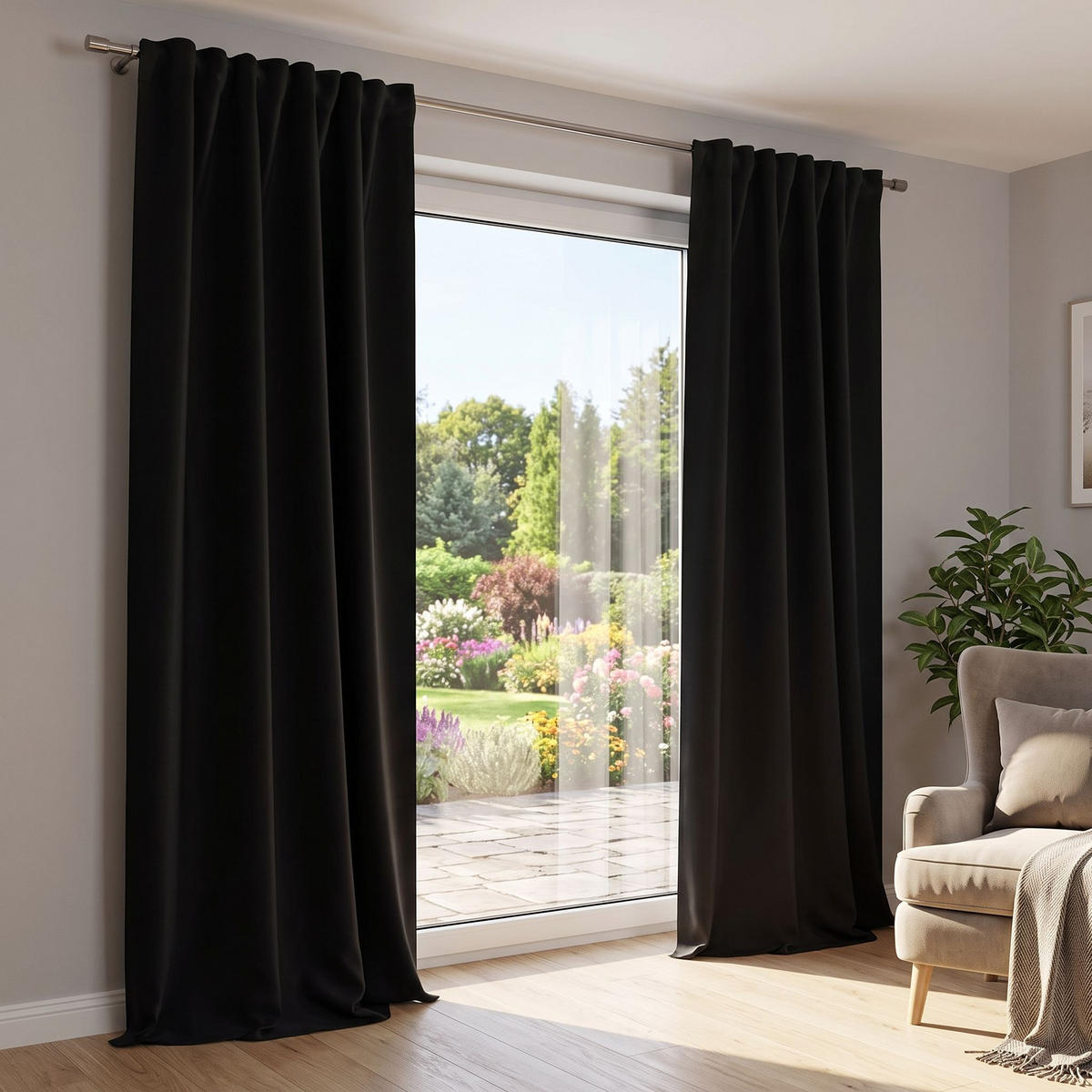 LÄRMSCHUTZVORHANG Verdunkelung  - Schwarz, Basics, Textil (135/245cm) - Schmidt W. Gmbh