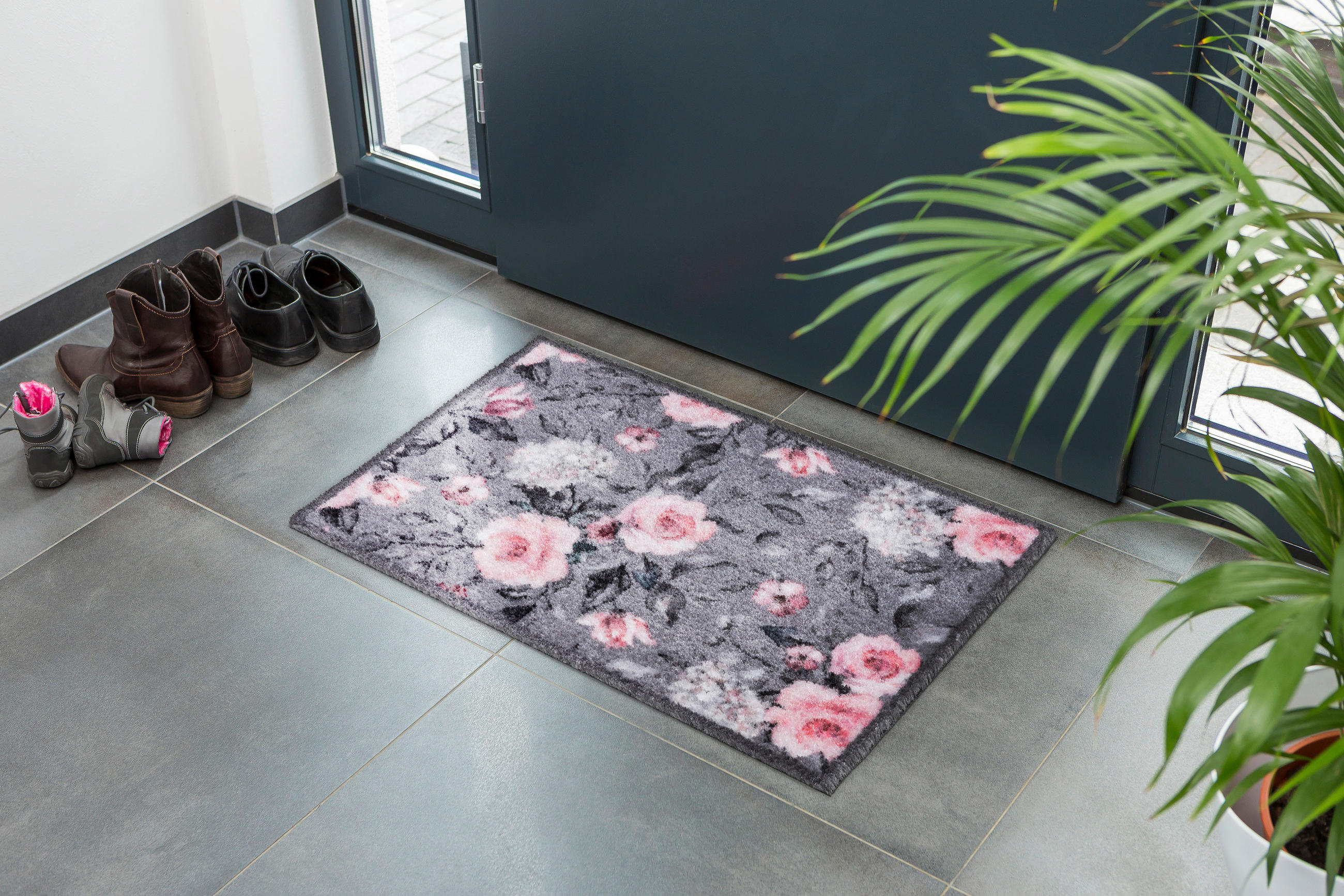 DVEŘNÍ ROHOŽKA, 50/70 cm - šedá/bílá, Trend, textil (50/70cm) - Esposa