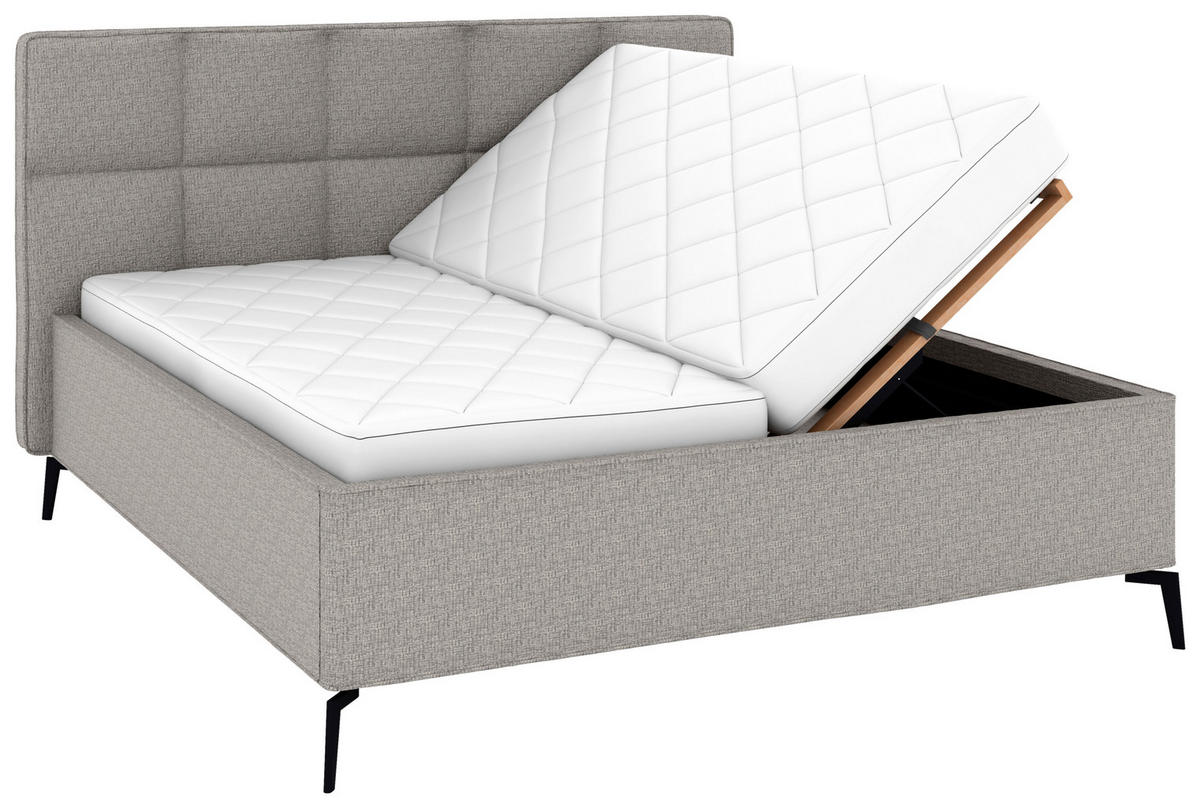 POLSTERBETT Bettkasten, motorische Verstellbarkeit, Fernbedienung, Lattenroste, Matratzen 180/200 cm  in Grau  - Schwarz/Weiß, KONVENTIONELL, Holz/Textil (180/200cm) - Musterring