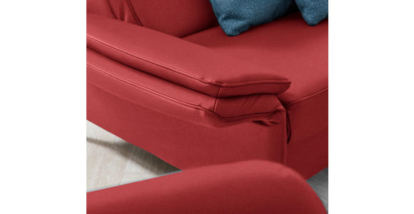 2,5-SITZER Latina in Echtleder Rot   - Rot/Schwarz, Design, Leder/Metall (164/84/99cm) - Dieter Knoll