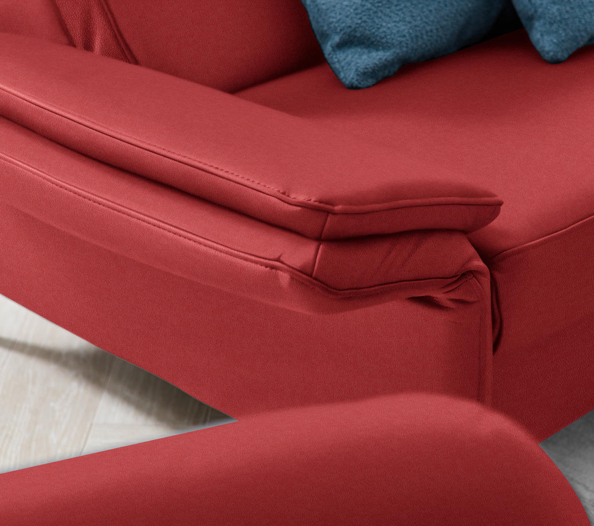 2,5-SITZER in Echtleder Rot  - Rot/Schwarz, Design, Leder/Metall (164/84/99cm) - Dieter Knoll
