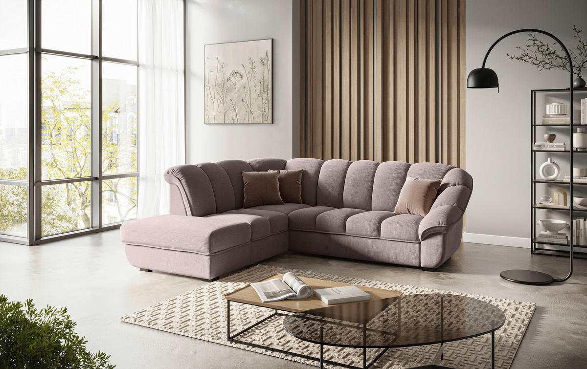 ECKSOFA Braun Chenille Bettkasten, Schlaffunktion, Rücken echt  - Schwarz/Braun, KONVENTIONELL, Kunststoff/Textil (222/260cm) - Welnova