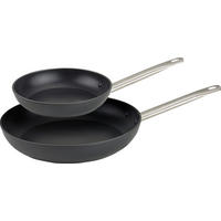PFANNENSET 2-teilig 20+28 cm  - Edelstahlfarben/Schwarz, KONVENTIONELL, Metall (20+28cm) - Homeware Profession.