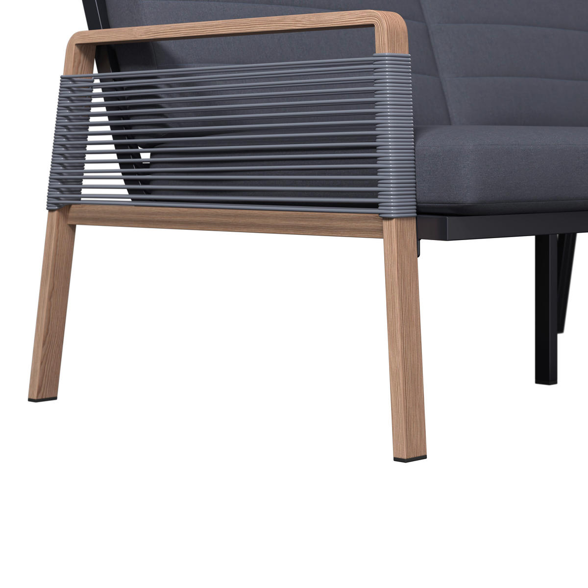 LOUNGEGARNITUR 4-teilig   Eisen  - Dunkelgrau/Naturfarben, MODERN, Kunststoff/Textil - Ambia Garden