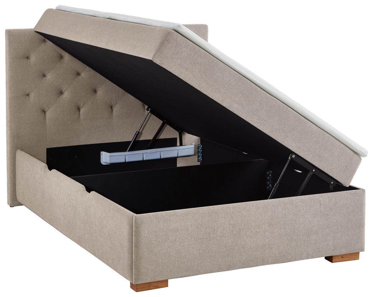 BOXBETT 140/200 cm  in Creme  - Eichefarben/Creme, Basics, Holz/Textil (140/200cm) - Boxxx