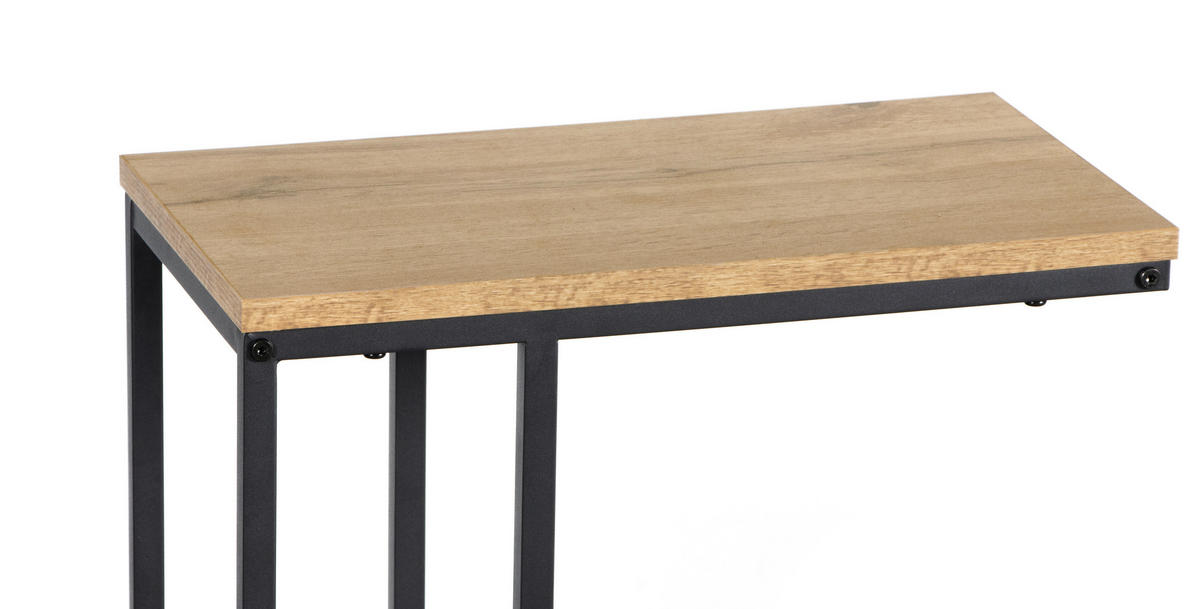 KISASZTAL fém, faalapú anyag 45/25/64 cm  - fekete/tölgyfa, Basics, faalapú anyag/fém (45/25/64cm) - Xora