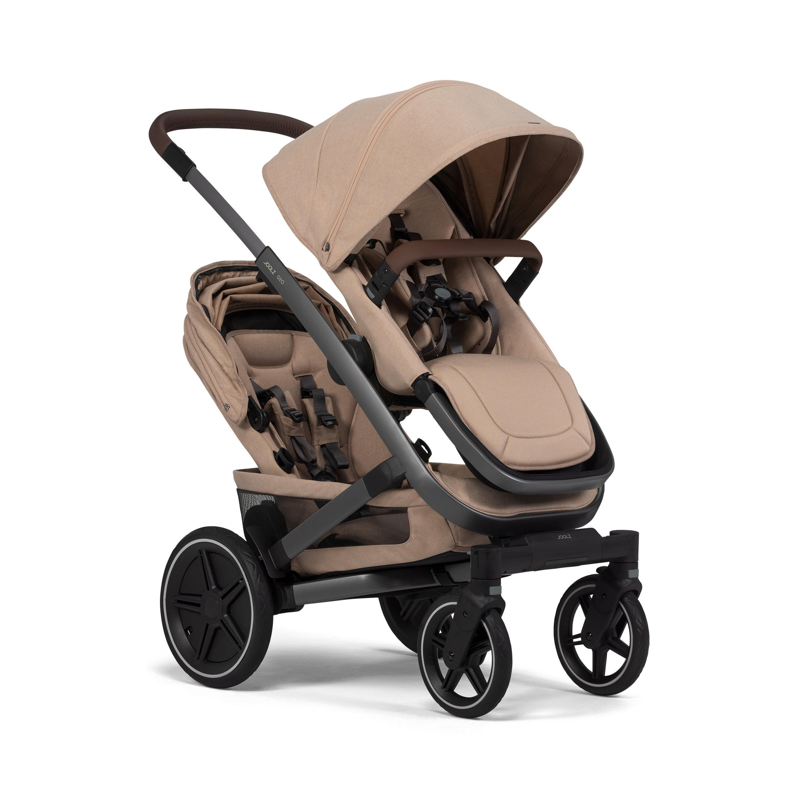 KINDERWAGENSET  Geo3 Twin  Sandy Taupe  - Sandfarben/Grau, Basics, Textil/Metall (60/92-113/77-105cm) - Joolz
