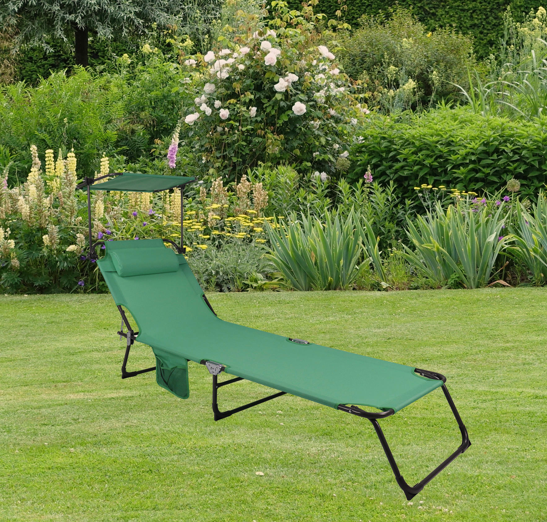 GARTENLIEGE 55/24/185 cm  - Grün, MODERN, Kunststoff/Textil (55/24/185cm) - Ambia Garden