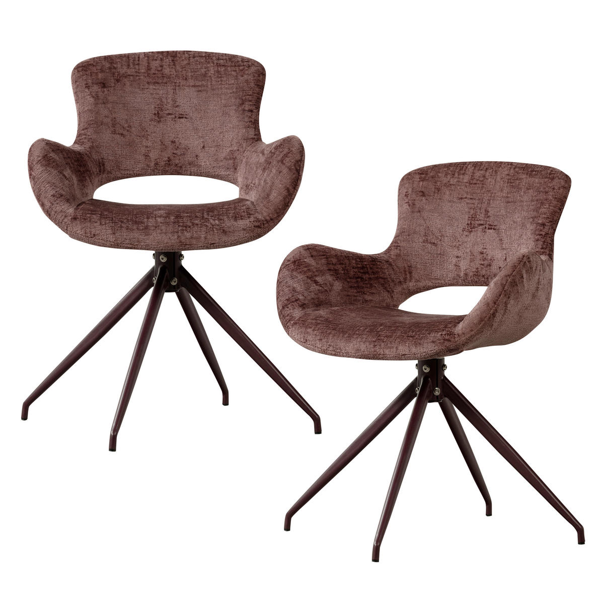 ARMLEHNSTUHL-SET 2 Stück  in Samt  - Lila/Schwarz, MODERN, Textil/Metall (58/58/82cm) - Livetastic