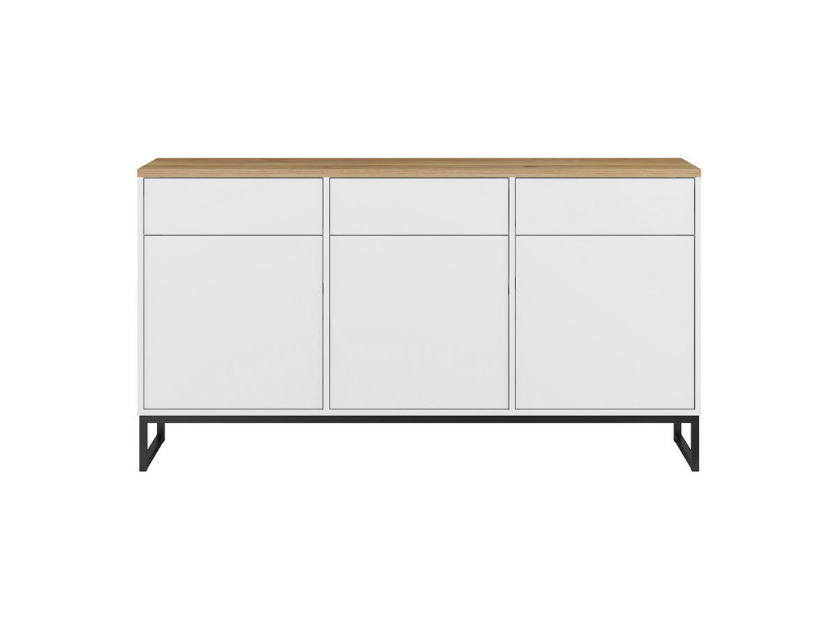 SIDEBOARD Alto 156,8/84,1/36,5 cm 3 Schublade(n)  - Weiss/Eichefarben, Design, Holzwerkstoff/Metall (156,8/84,1/36,5cm) - MID.YOU