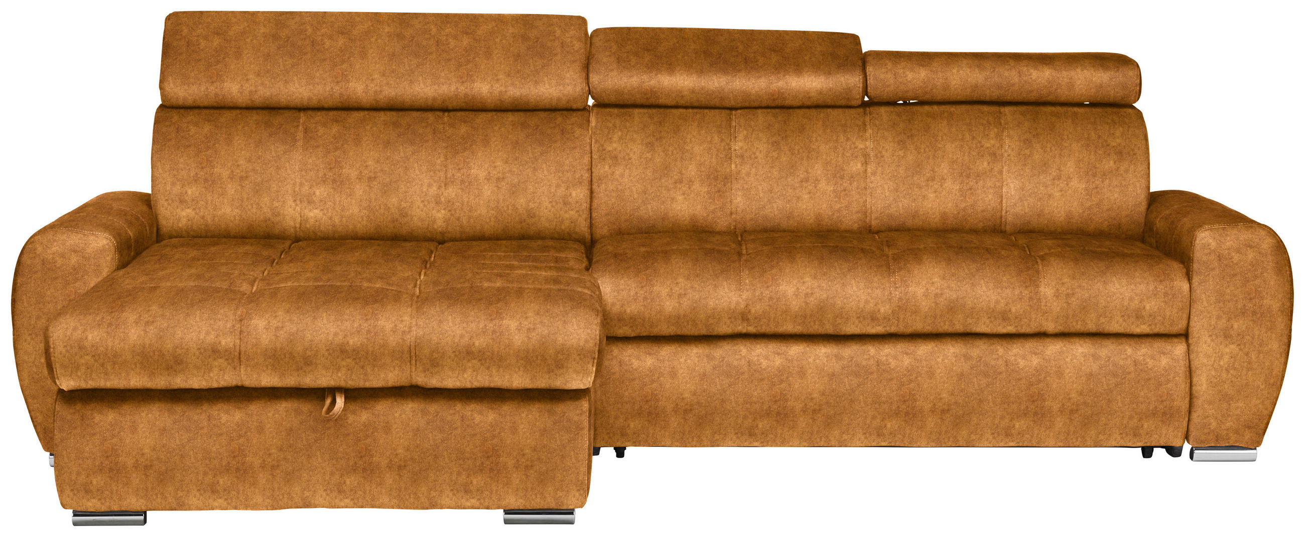 ECKSOFA in Velours Orange  - Chromfarben/Orange, Design, Kunststoff/Textil (173/276cm) - Stylife