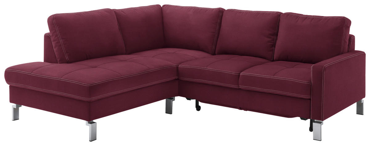 ECKSOFA in Mikrofaser Beere  200/229 cm  - Chromfarben/Beere, Design, Textil/Metall (200/229cm) - Pure Home Lifestyle