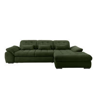 ECKSOFA Dunkelgrün Cord Nierenkissen, Bettkasten, Schlaffunktion, Kopfteilverstellung, Sitztiefenverstellung, Liegefläche im Originalstoff  - Dunkelgrün/Schwarz, MODERN, Textil/Metall (314/184cm) - P & B
