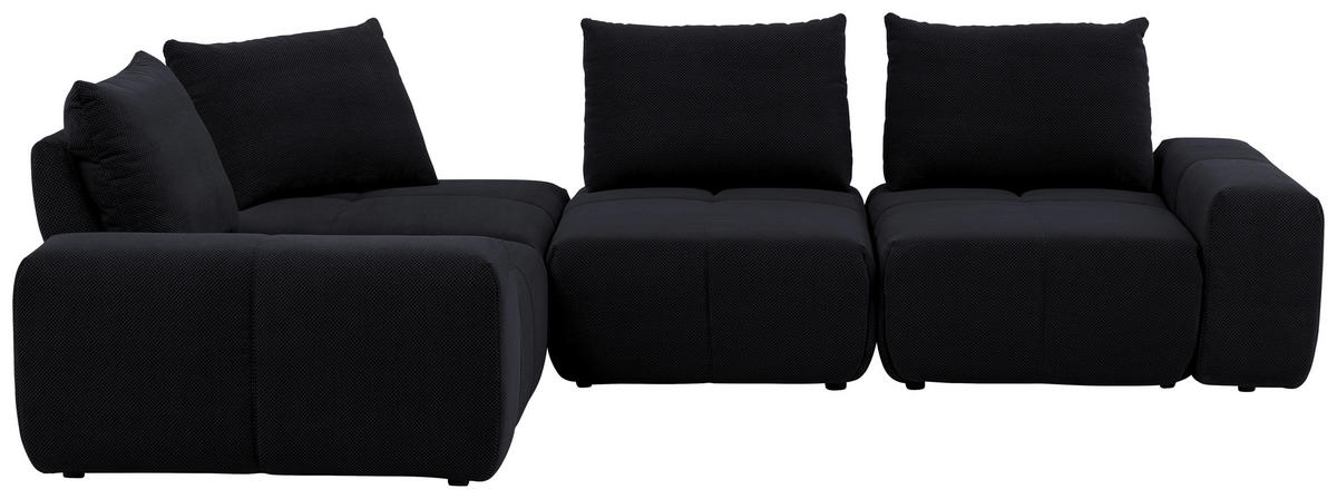 ECKSOFA  in Velours Dunkelblau  236/326 cm  - Schwarz/Dunkelblau, Design, Kunststoff/Textil (236/326cm) - Xora