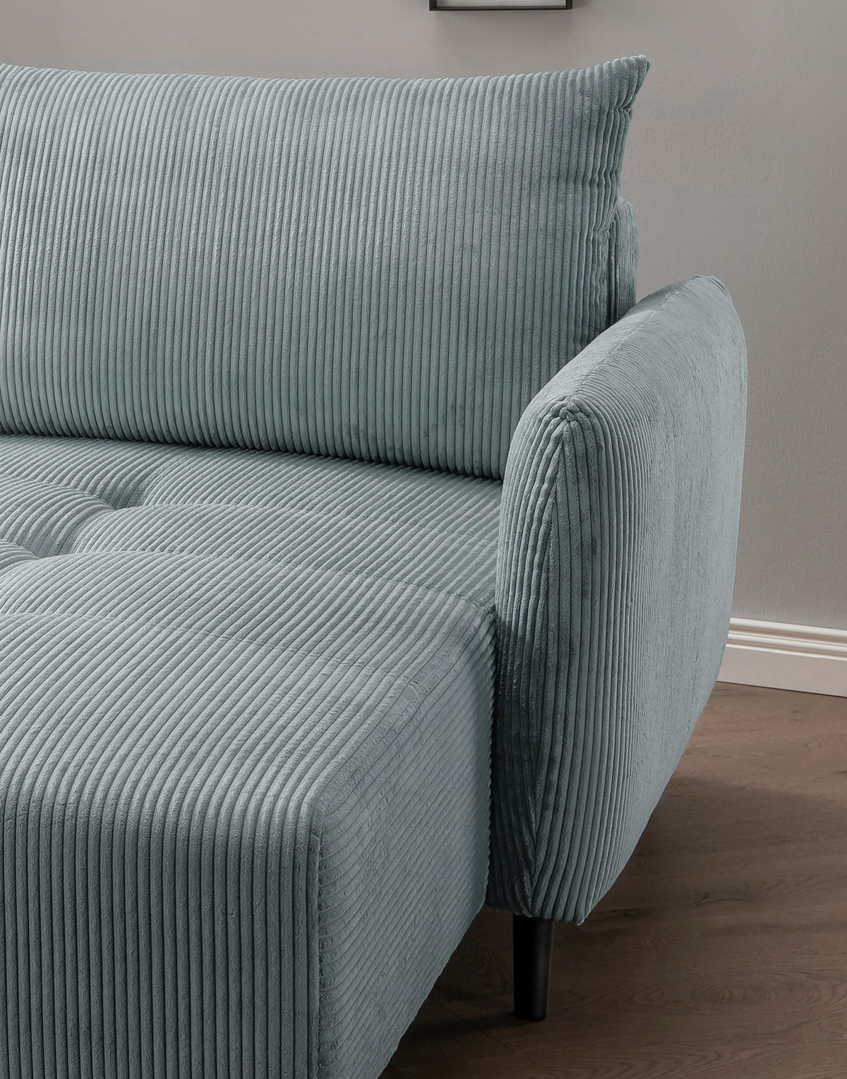 ECKSCHLAFSOFA in Cord Hellblau  - Schwarz/Hellblau, Basics, Holz/Textil (238/174cm) - Livetastic