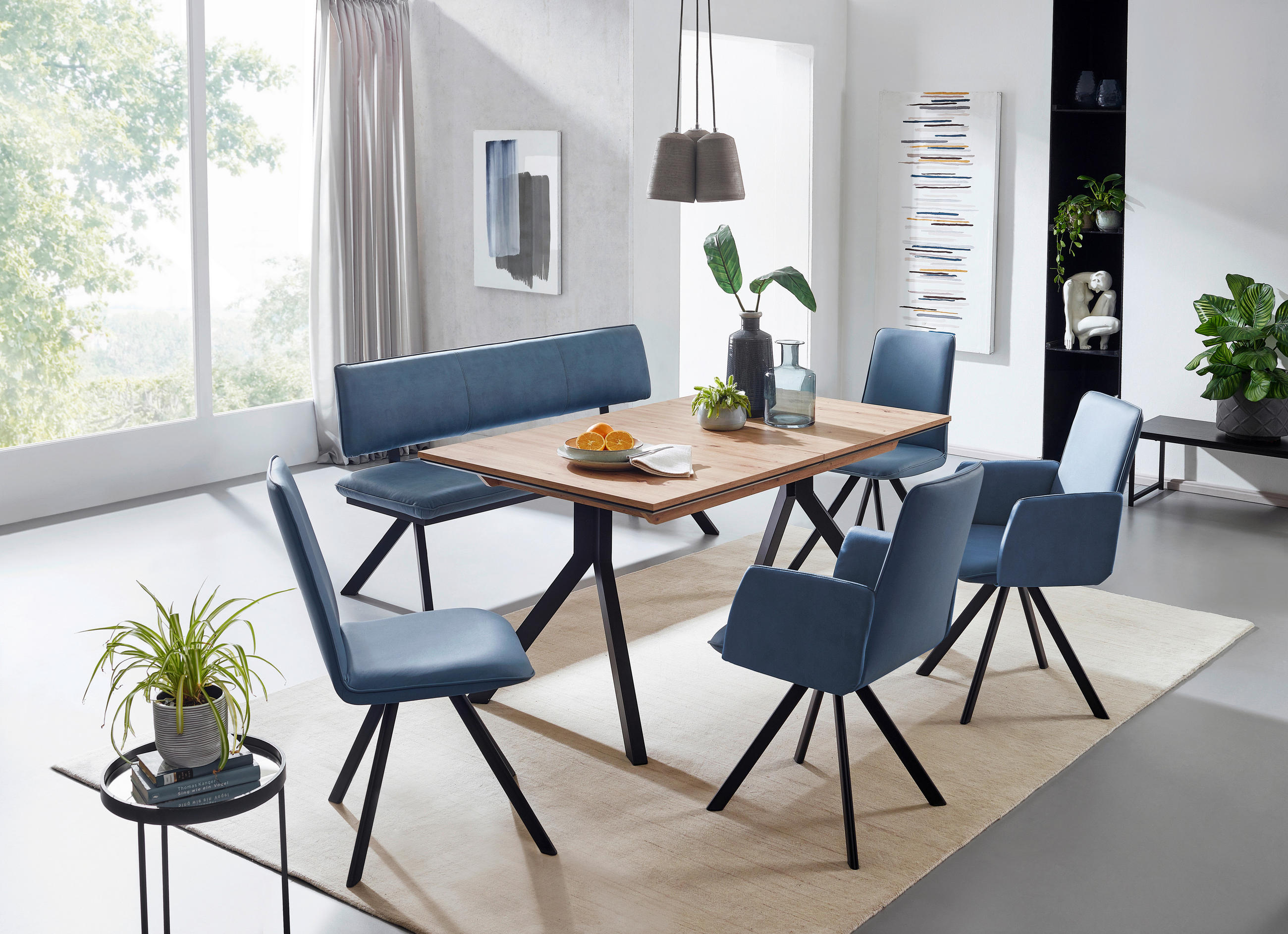 STUHL - Schwarz/Hellblau, Design, Textil/Metall (48/93/60cm) - Cantus