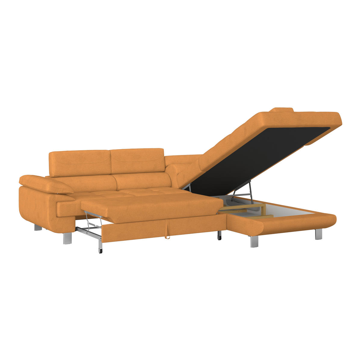 HÖRNSOFFA i dräll orange  - orange, Modern, metall/textil (270/230cm) - MID.YOU