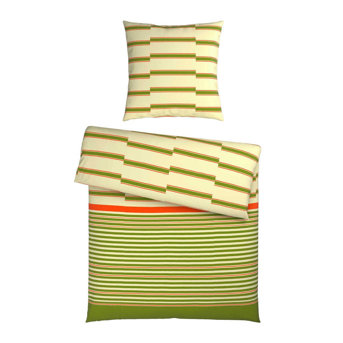 BETTWÄSCHE 135/200 cm  - Orange/Grasgrün, Textil (135/200cm) - Bio:Vio