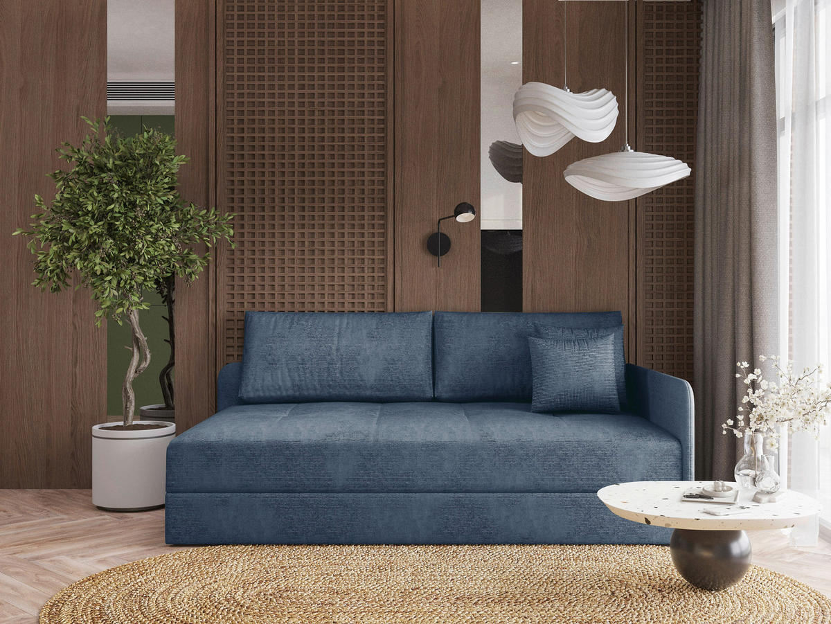 LIEGE in Velours Blau  - Blau/Schwarz, Konventionell, Kunststoff/Textil (205/80/95cm) - Xora