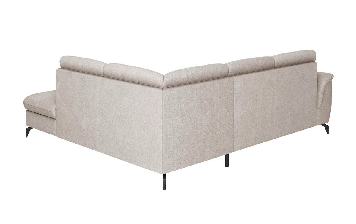 ECKSOFA in Flachgewebe Greige  - Greige/Schwarz, Modern, Textil/Metall (244/212cm) - Sit & More