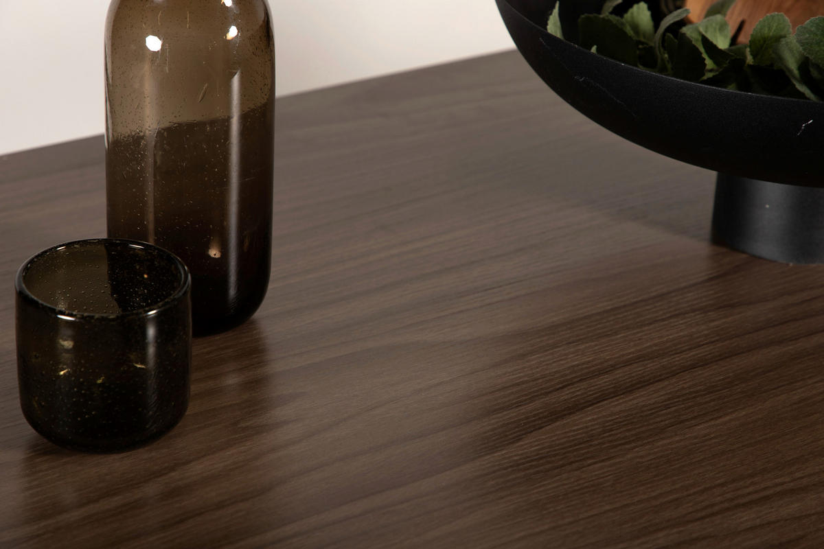 BARTISCH furniert rechteckig Walnussfarben  - Walnussfarben/Schwarz, Design, Holzwerkstoff/Metall (120/60/90cm) - Livetastic