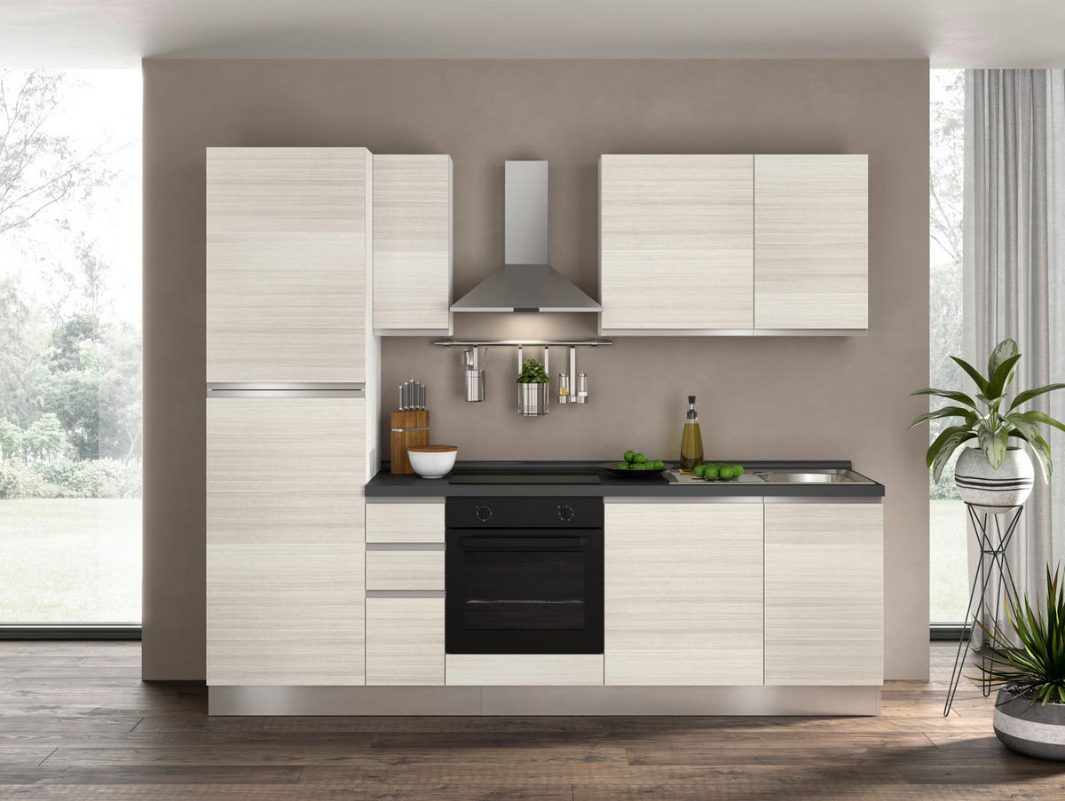 KÜCHENBLOCK 255 cm   in Eukalyptusholzfarben  - Eukalyptusholzfarben/Lavagrau, MODERN, Holzwerkstoff/Kunststoff (255cm) - MID.YOU