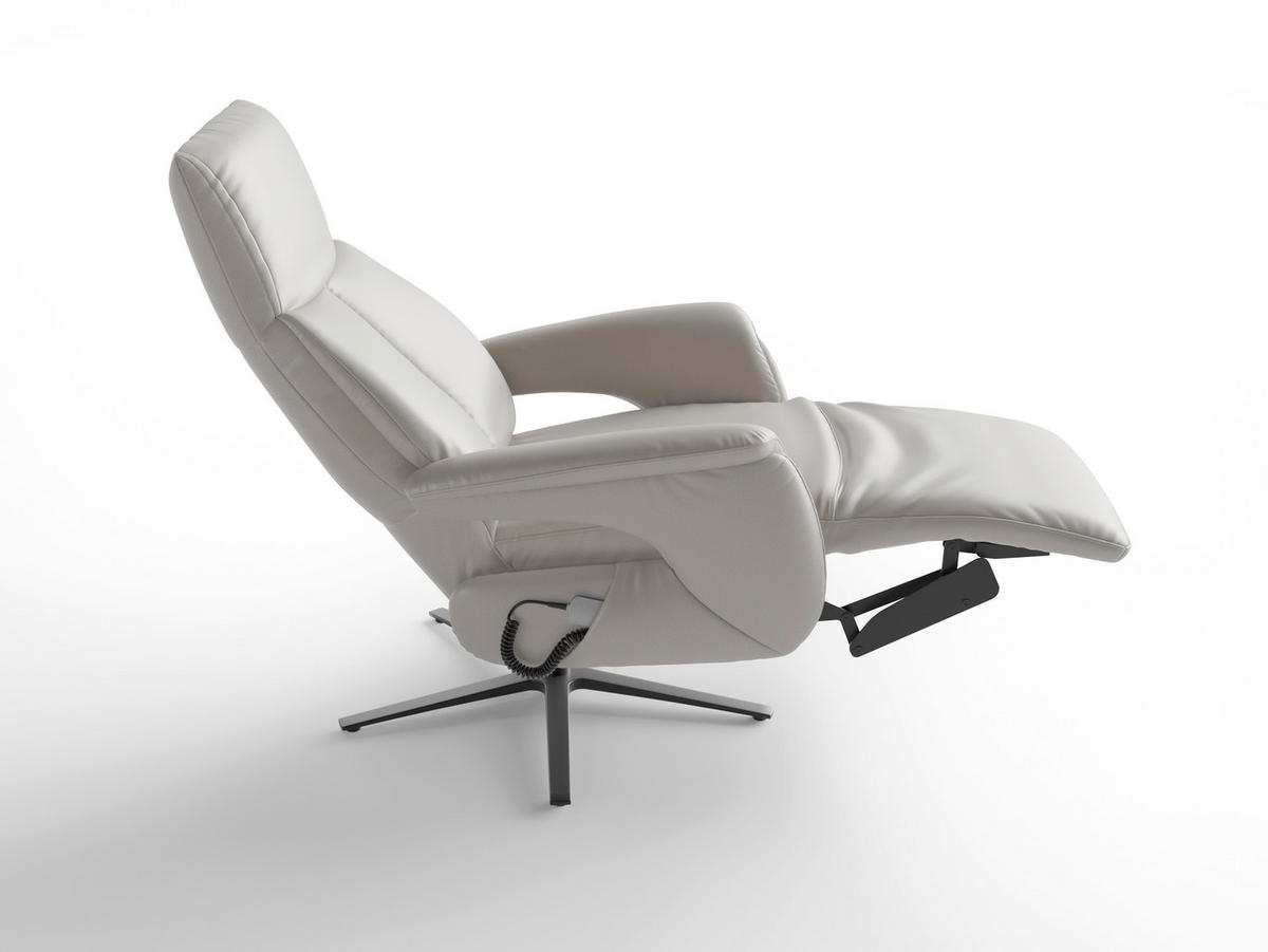 RELAXSESSEL in Leder Hellgrau  - Hellgrau/Schwarz, Basics, Leder/Metall (75/110/85cm) - Sit & More