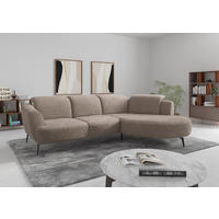 ECKSOFA in Chenille Cappuccino  - Schwarz/Cappuccino, Konventionell, Textil/Metall (309/199cm) - Sit & More