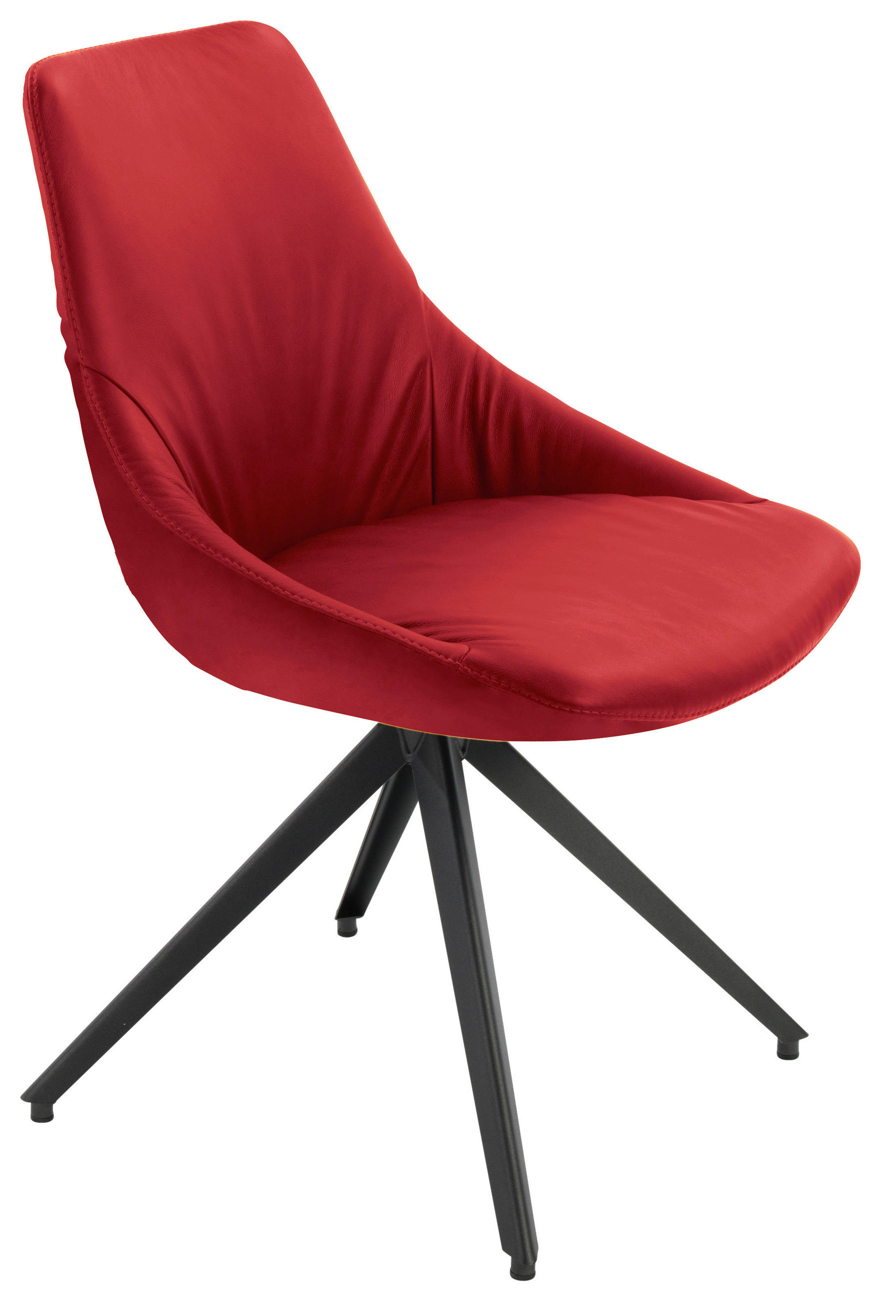 STUHL Echtleder Anthrazit, Rot  - Anthrazit/Rot, Design, Leder/Metall (55/87/62cm) - Bert Plantagie