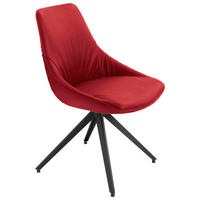 STUHL Echtleder Anthrazit, Rot  - Anthrazit/Rot, Design, Leder/Metall (55/87/62cm) - Bert Plantagie