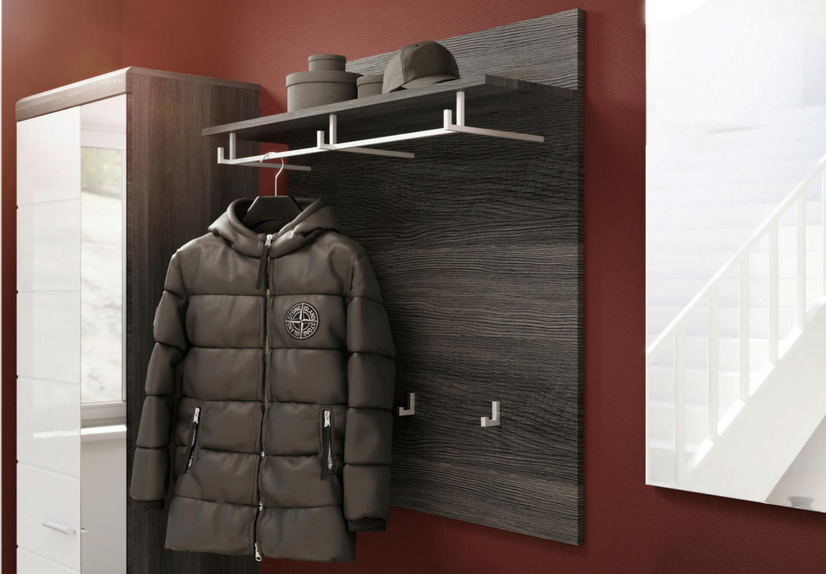 GARDEROBE 5-teilig  in 272/197/40 cm  - Dunkelgrau/Weiß Hochglanz, Design, Glas/Holzwerkstoff (272/197/40cm) - MID.YOU