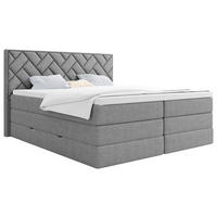 BOXSPRINGBETT 140/200 cm,  in Silberfarben, Bettkasten, Topper, H2 + H3 = mittel + fest  - Silberfarben/Schwarz, Modern, Holzwerkstoff/Kunststoff (140/200cm) - Livetastic