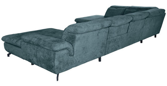 WOHNLANDSCHAFT Blau Struktur - Blau/Schwarz, KONVENTIONELL, Textil/Metall (253/357/188cm) - Carryhome