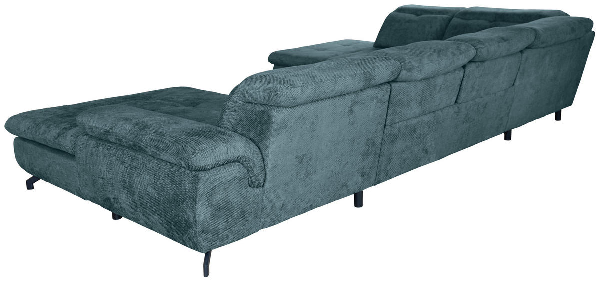 WOHNLANDSCHAFT Blau Struktur  - Blau/Schwarz, KONVENTIONELL, Textil/Metall (253/357/188cm) - Carryhome