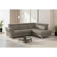 ECKSOFA 245/194 cm ARNGAST E in Echtleder Grau Kopfteilverstellung  245/194 cm  - Chromfarben/Grau, Basics, Leder/Textil (245/194cm) - Sit & More