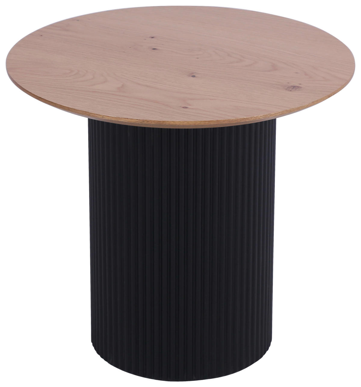 COUCHTISCH Eiche furniert 50/50/48 cm rund Schwarz, Eichefarben  - Eichefarben/Schwarz, Design, Holz/Holzwerkstoff (50/50/48cm) - Stylife