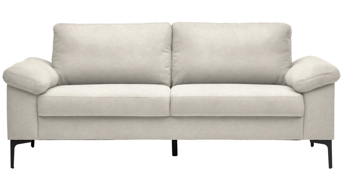2,5-SITZER in Flachgewebe Naturfarben, Beige  - Beige/Schwarz, Design, Textil/Metall (206/86/97cm) - Pure Home Lifestyle