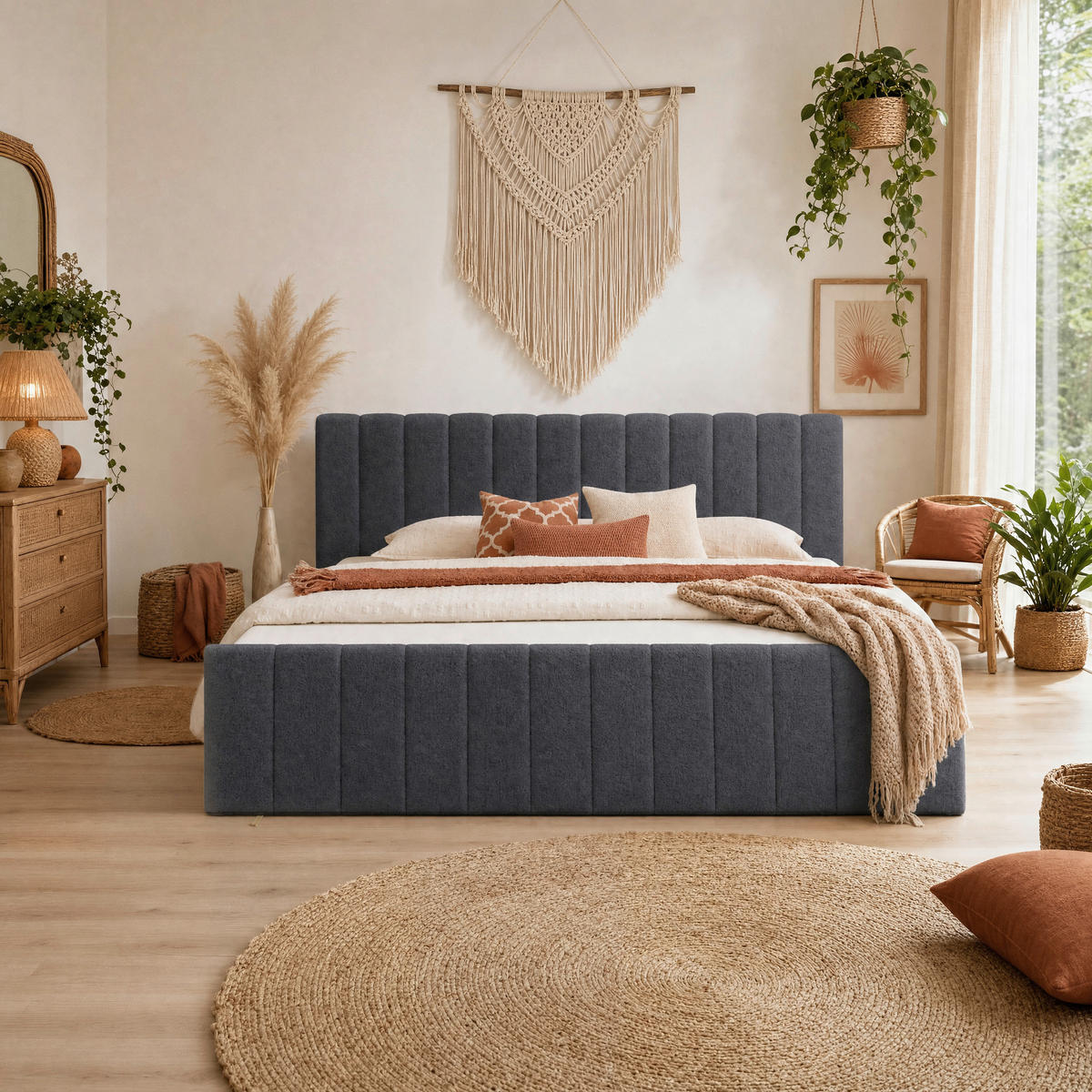 FAMILIENBETT - Anthrazit/Schwarz, Basics, Kunststoff/Textil (240/200cm) - Chameo