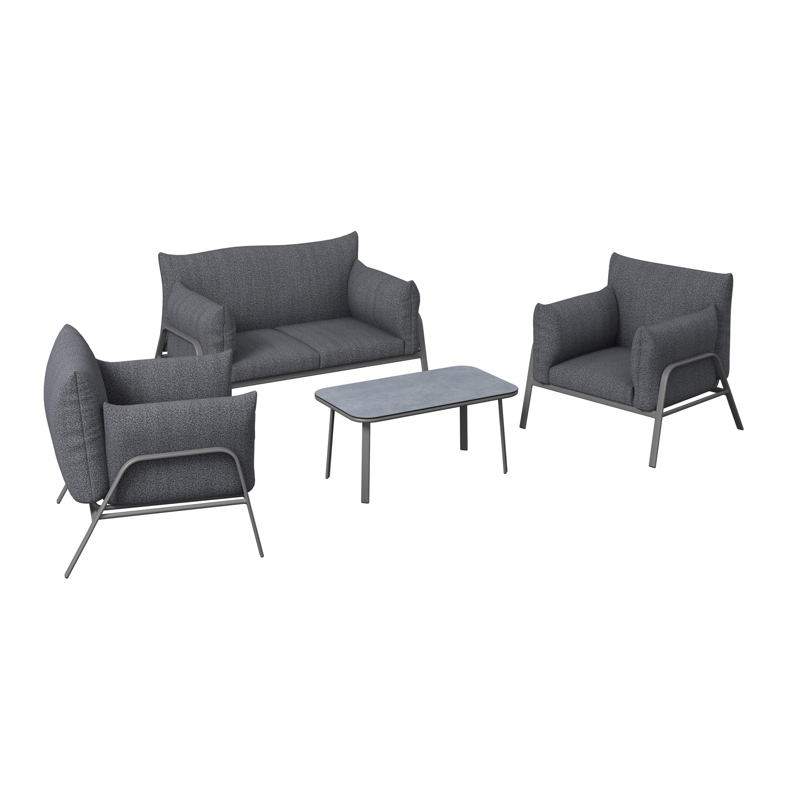 GARTENSET 4-teilig  - Dunkelgrau/Anthrazit, Basics, Glas/Textil - Ambia Garden