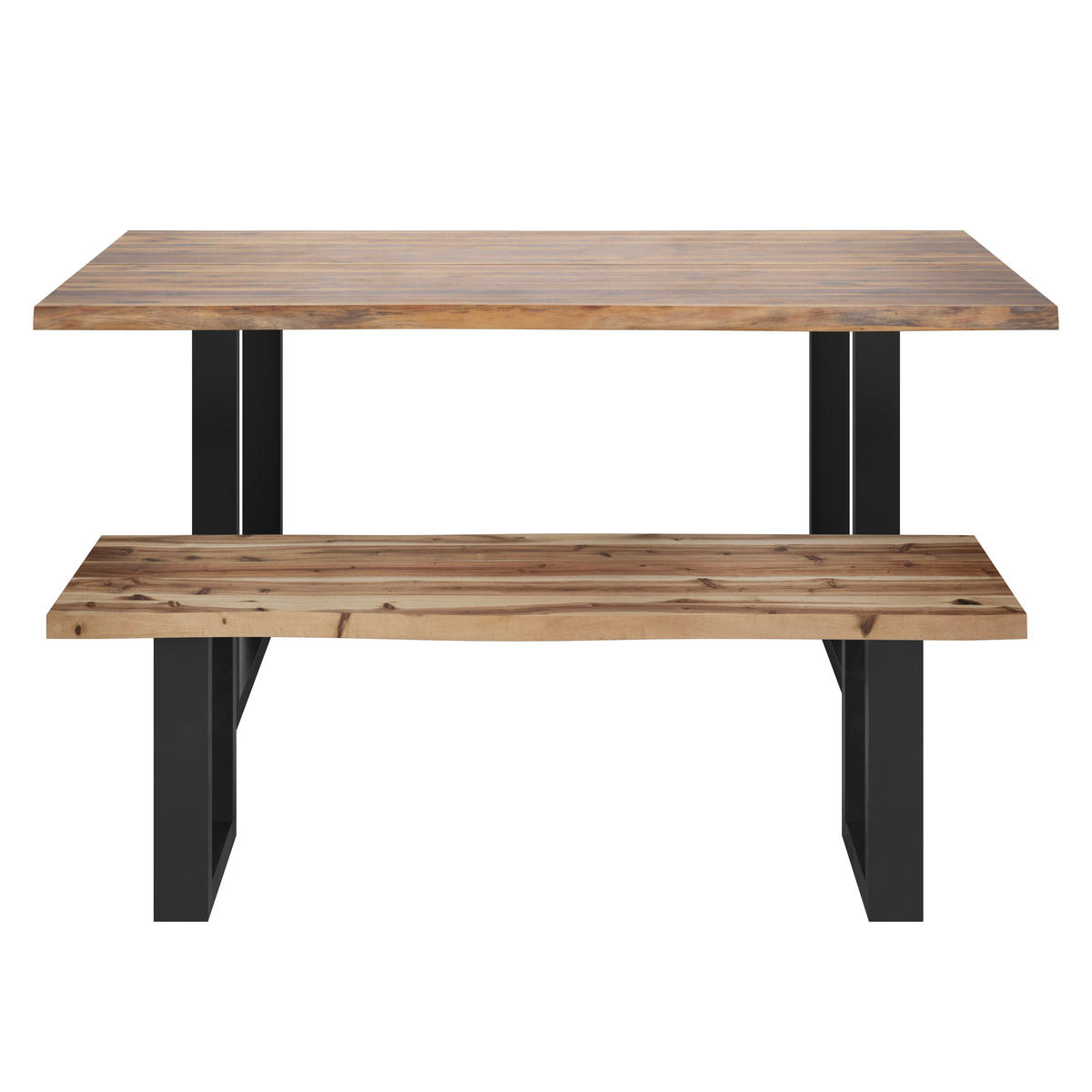 GARTENBANK in Schwarz, Akaziefarben  - Schwarz/Akaziefarben, Konventionell, Holz/Metall (160/45/40cm) - Ambia Garden