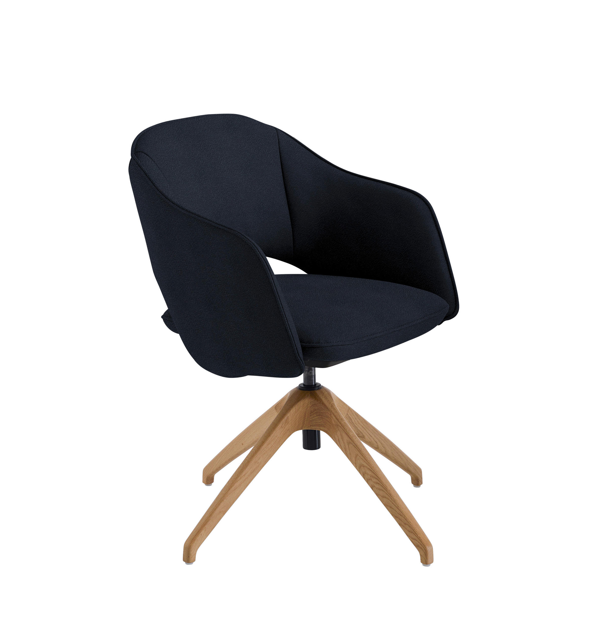 ARMLEHNSTUHL  in Echtleder naturbelassen  - Wildeiche/Dunkelblau, Design, Leder/Holz (63/74-90/57-73cm) - Koinor