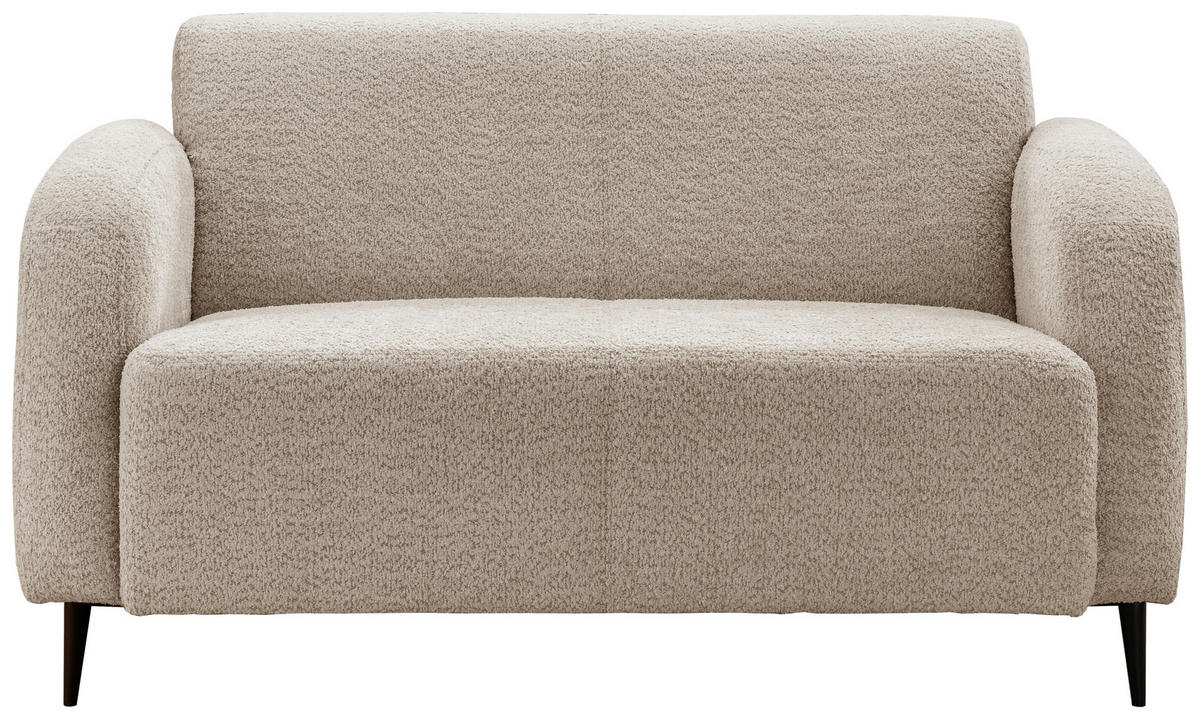 2-SITZER-SOFA in Bouclé Beige  - Beige/Schwarz, Modern, Textil/Metall (140/76/90cm) - Livetastic